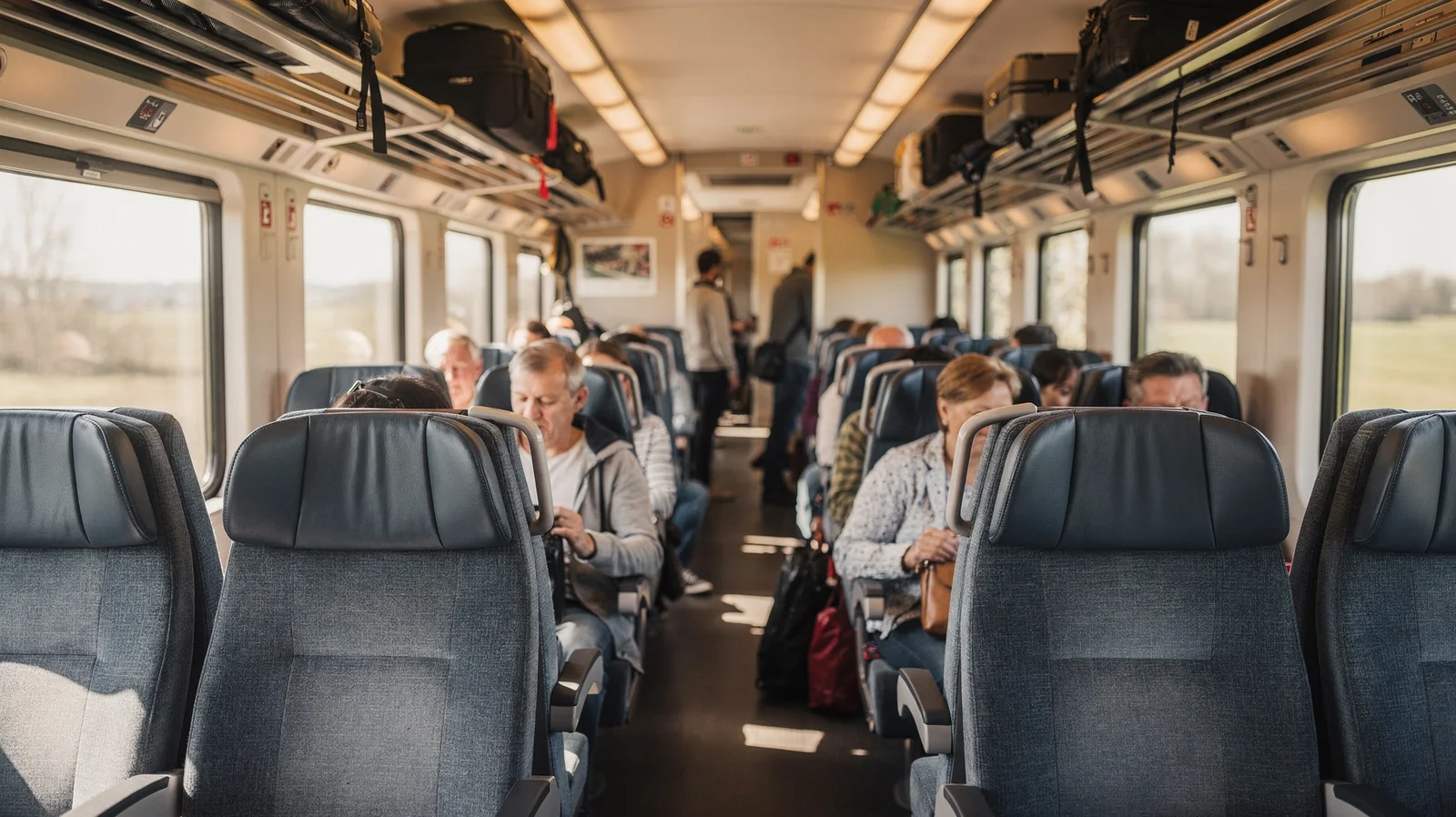 Intérieur d'un train interurbain polonais
