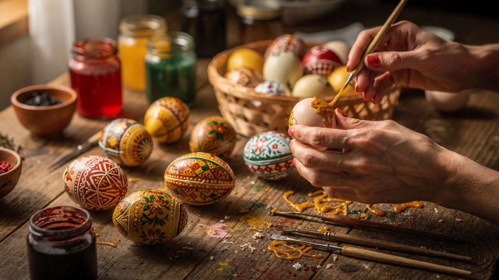 Décoration artisanale d'œufs pisanki polonais