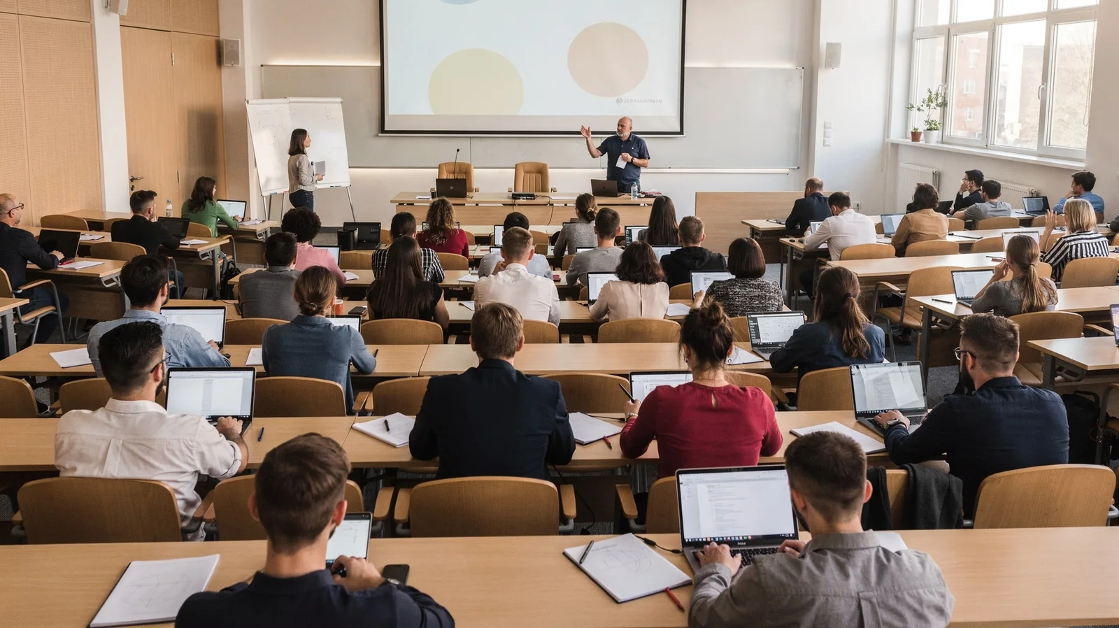 Cours universitaire suivi par des étudiants internationaux en Pologne