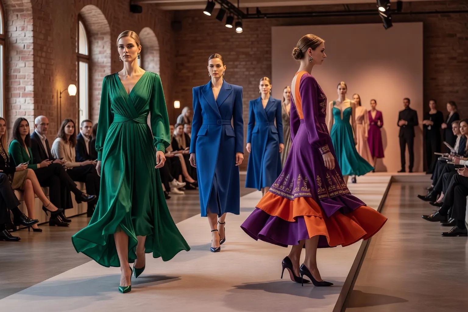 Showroom de mode polonaise contemporaine : créations colorées et silhouettes élégantes