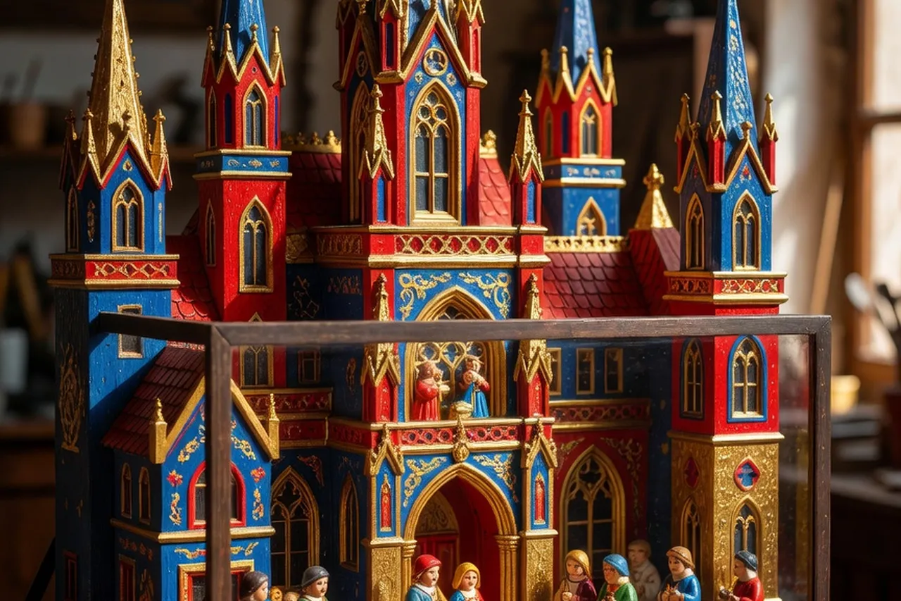 Szopka de Cracovie, crèche artisanale dorée et colorée, patrimoine UNESCO