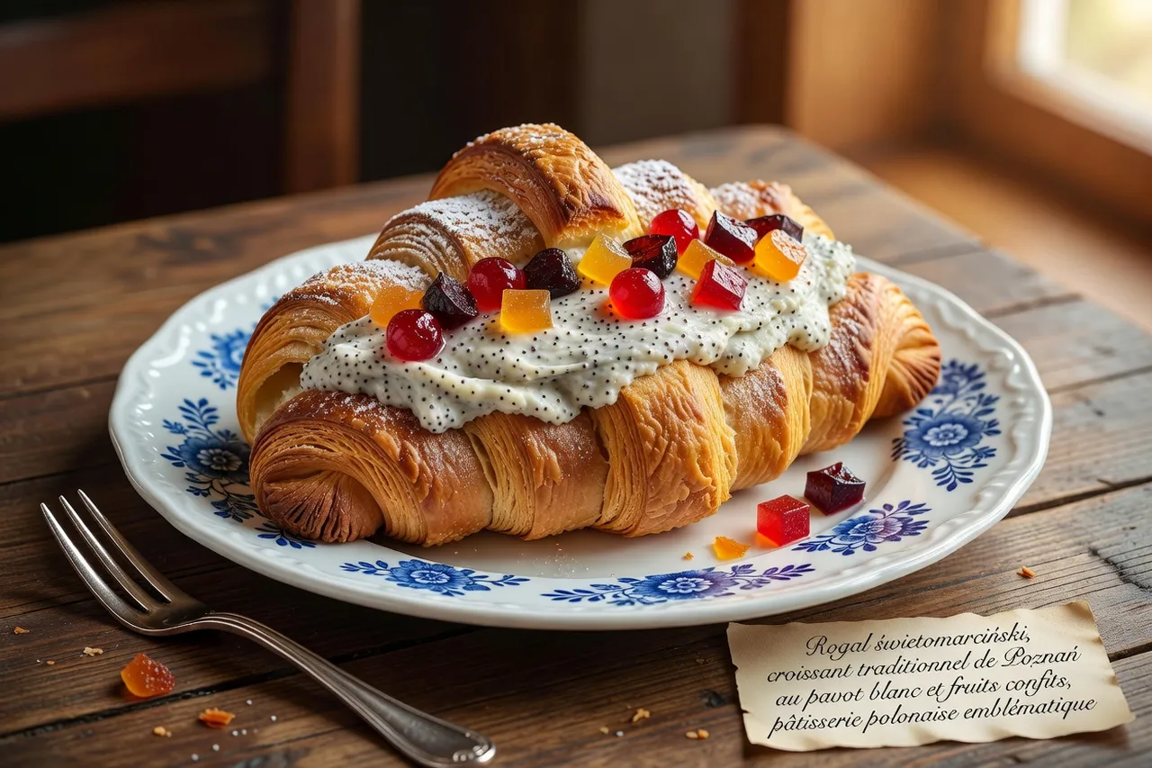 Rogal świętomarciński de Poznań, croissant au pavot et fruits confits, spécialité polonaise IGP