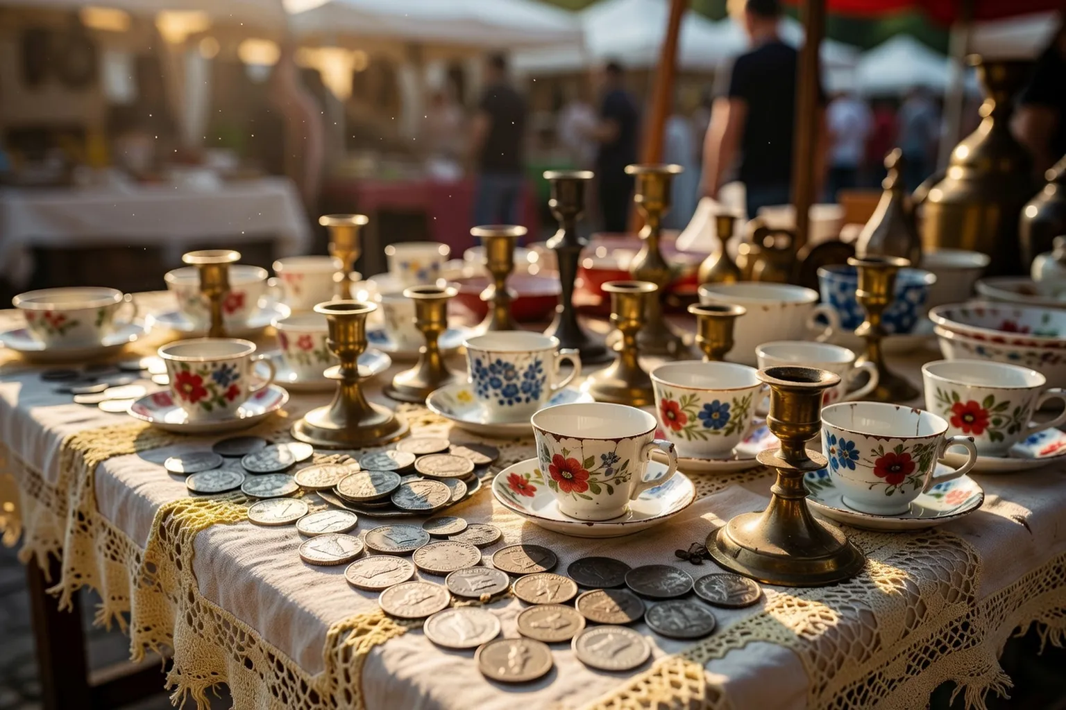 Gros plan sur une pièce de céramique ancienne ou objet artisanal chiné sur un marché polonais