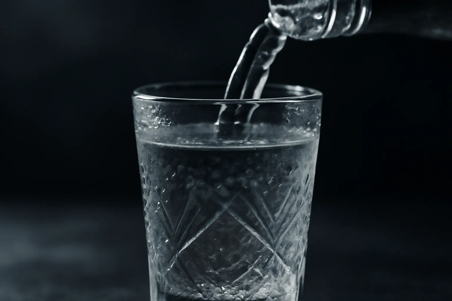 Verre en cristal rempli de vodka polonaise transparente, servie fraîche dans une ambiance feutrée