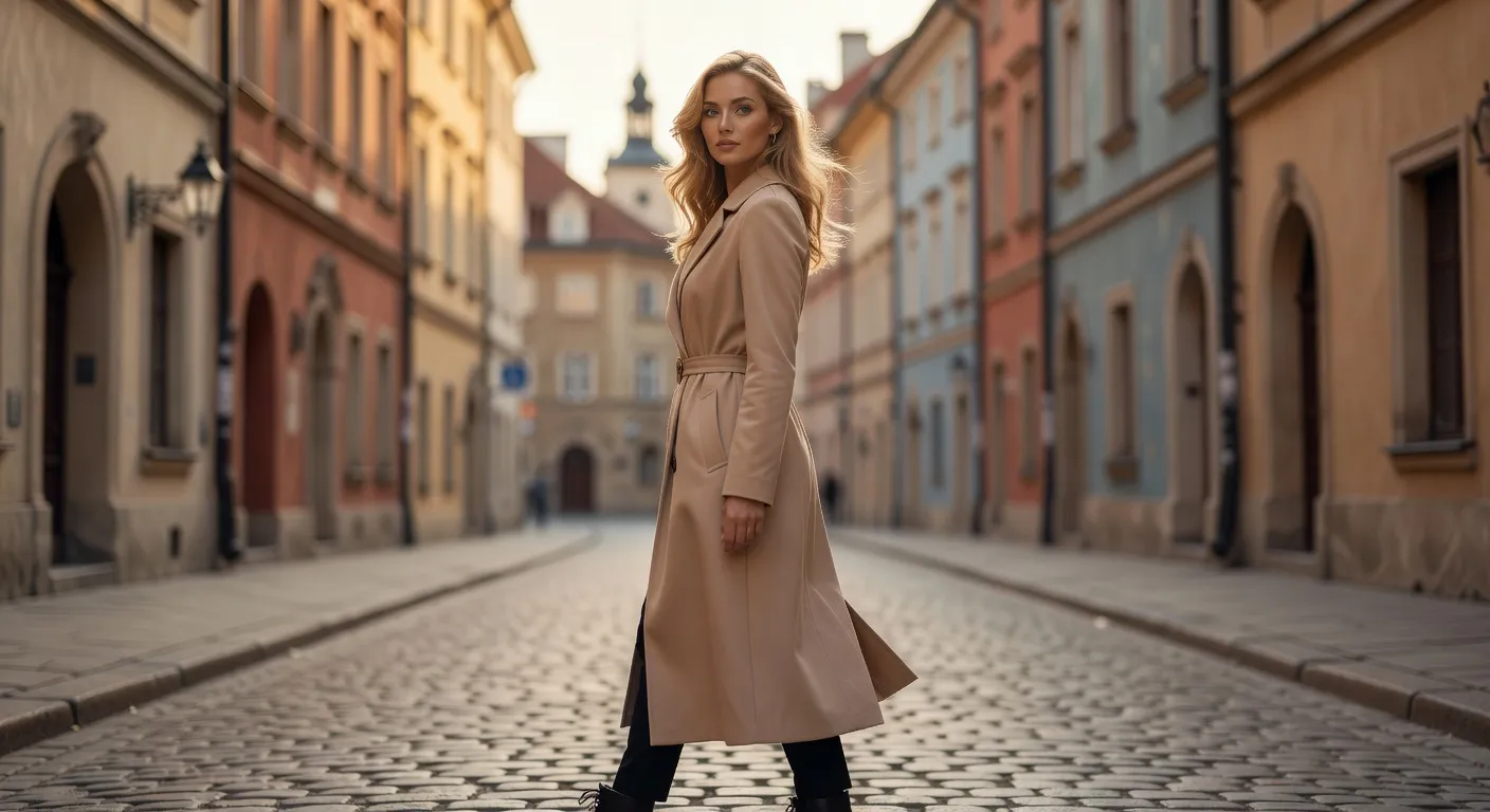 Portrait d'une jeune femme polonaise moderne dans une rue de Cracovie