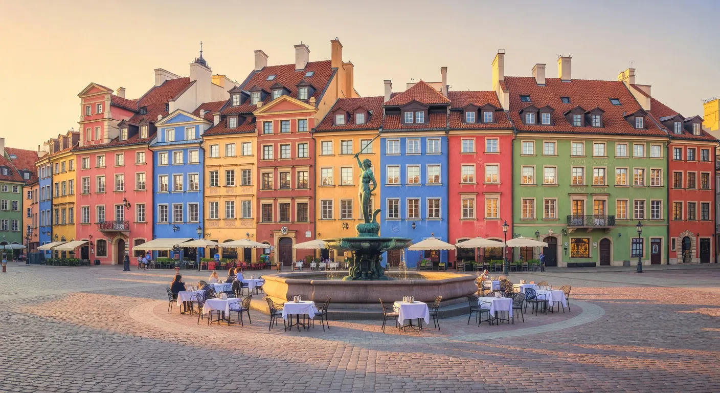 Place du marché de la vieille ville de Varsovie reconstruite avec ses façades colorées