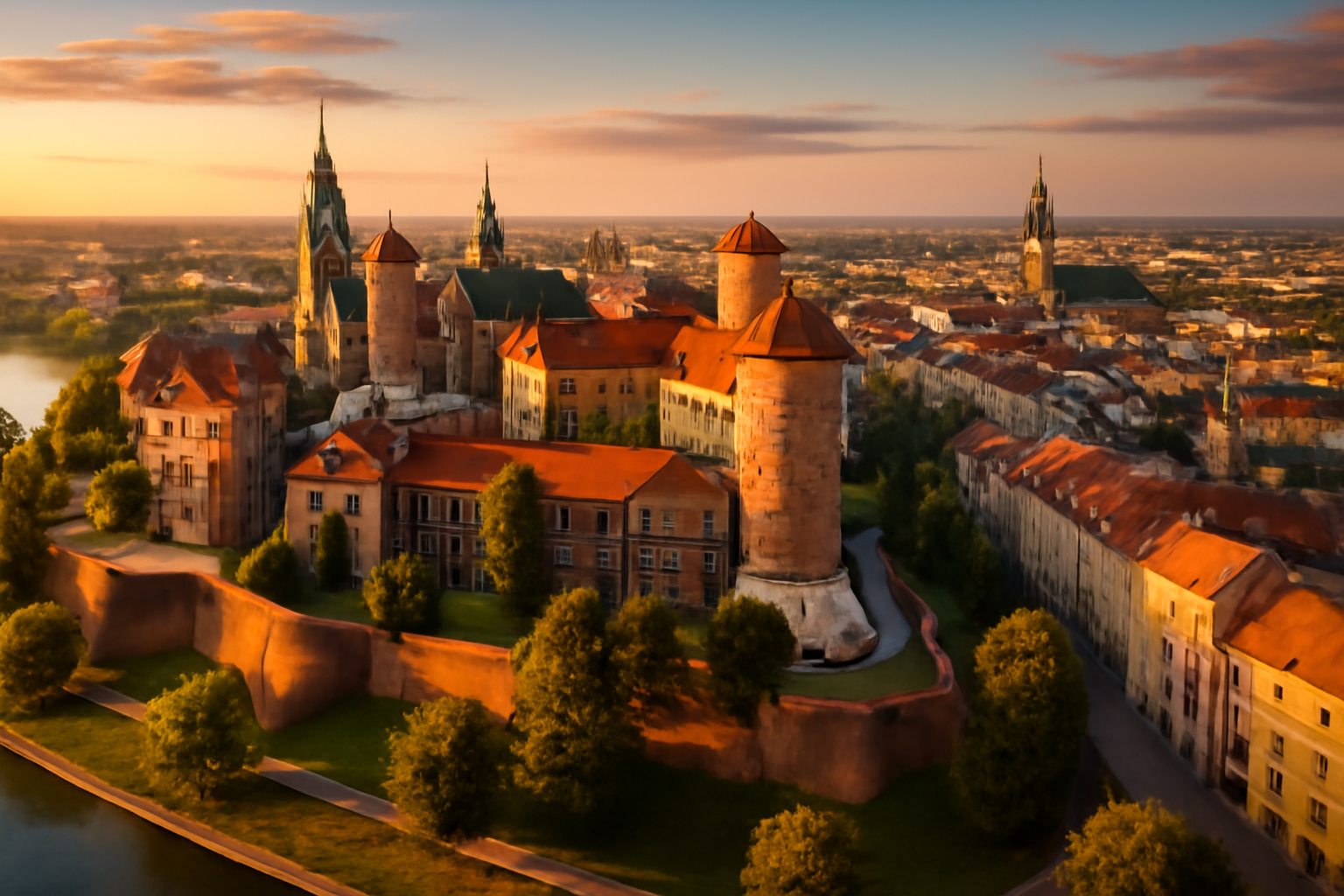 Panorama de la Pologne montrant son patrimoine culturel et industriel