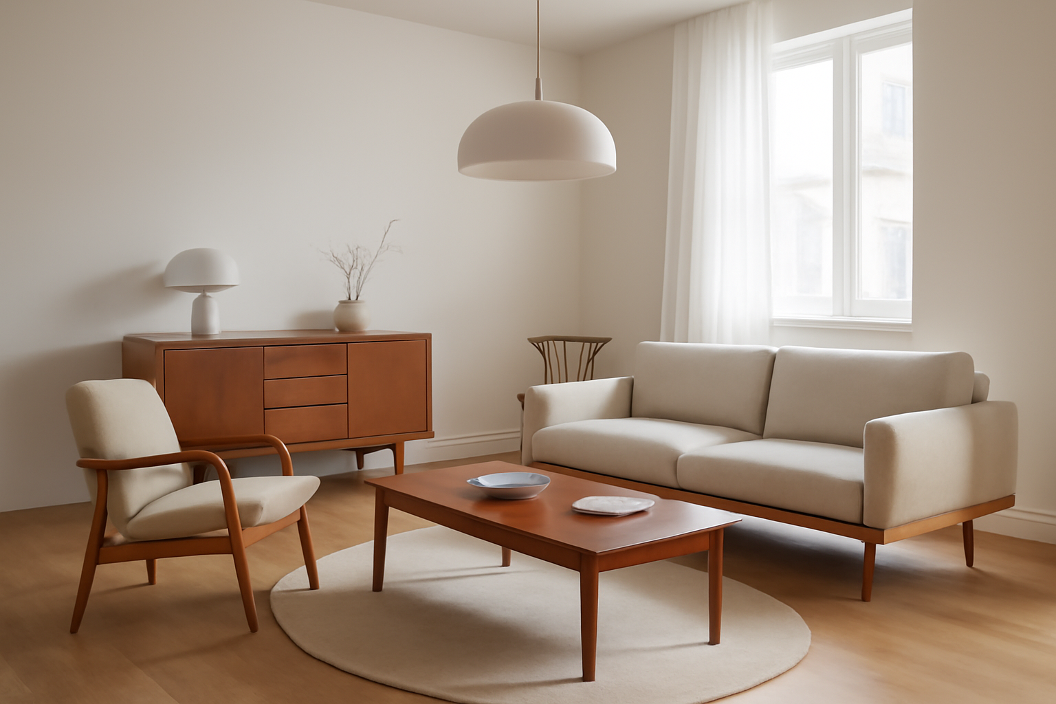 Intérieur moderne meublé avec du mobilier design polonais contemporain