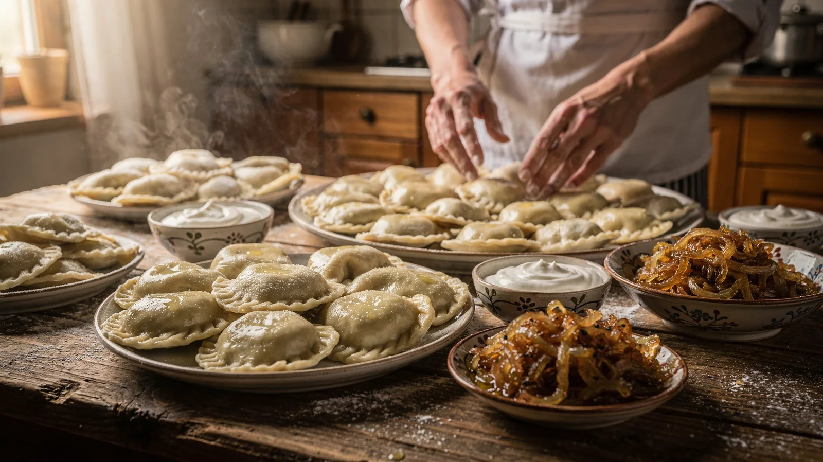 Pierogi fraîchement préparés dans une cuisine polonaise traditionnelle