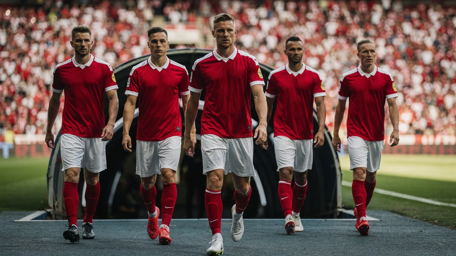 Sélection polonaise de football entrant sur le terrain