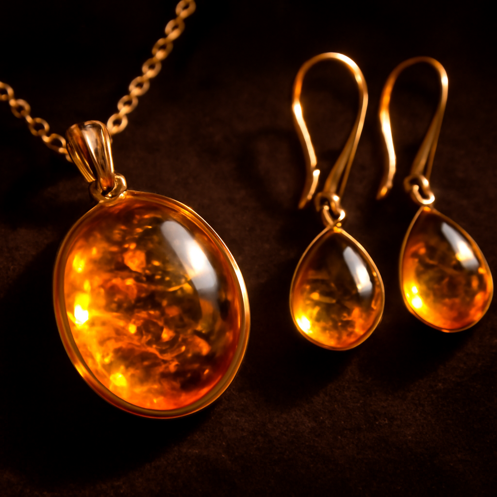 Ambre de la Baltique travaillé en bijou