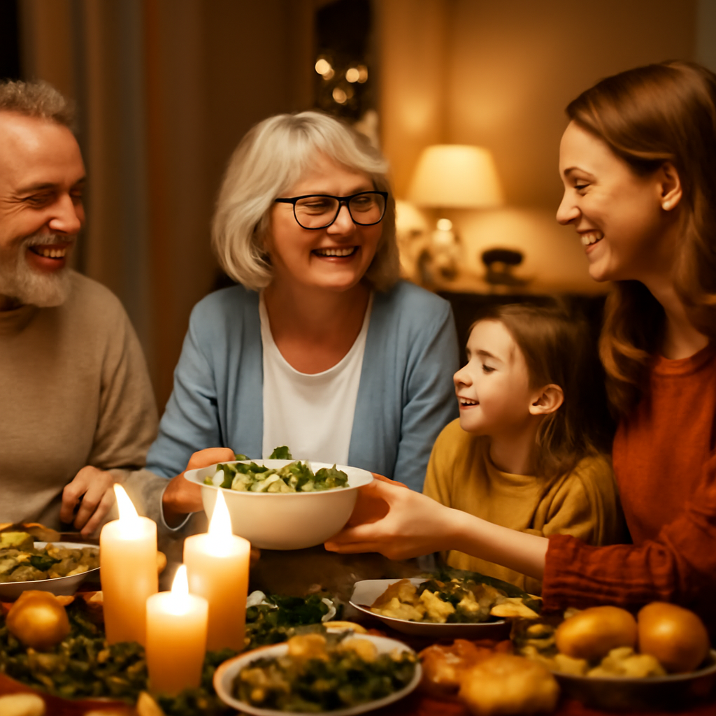 Famille polonaise réunie pour un repas traditionnel